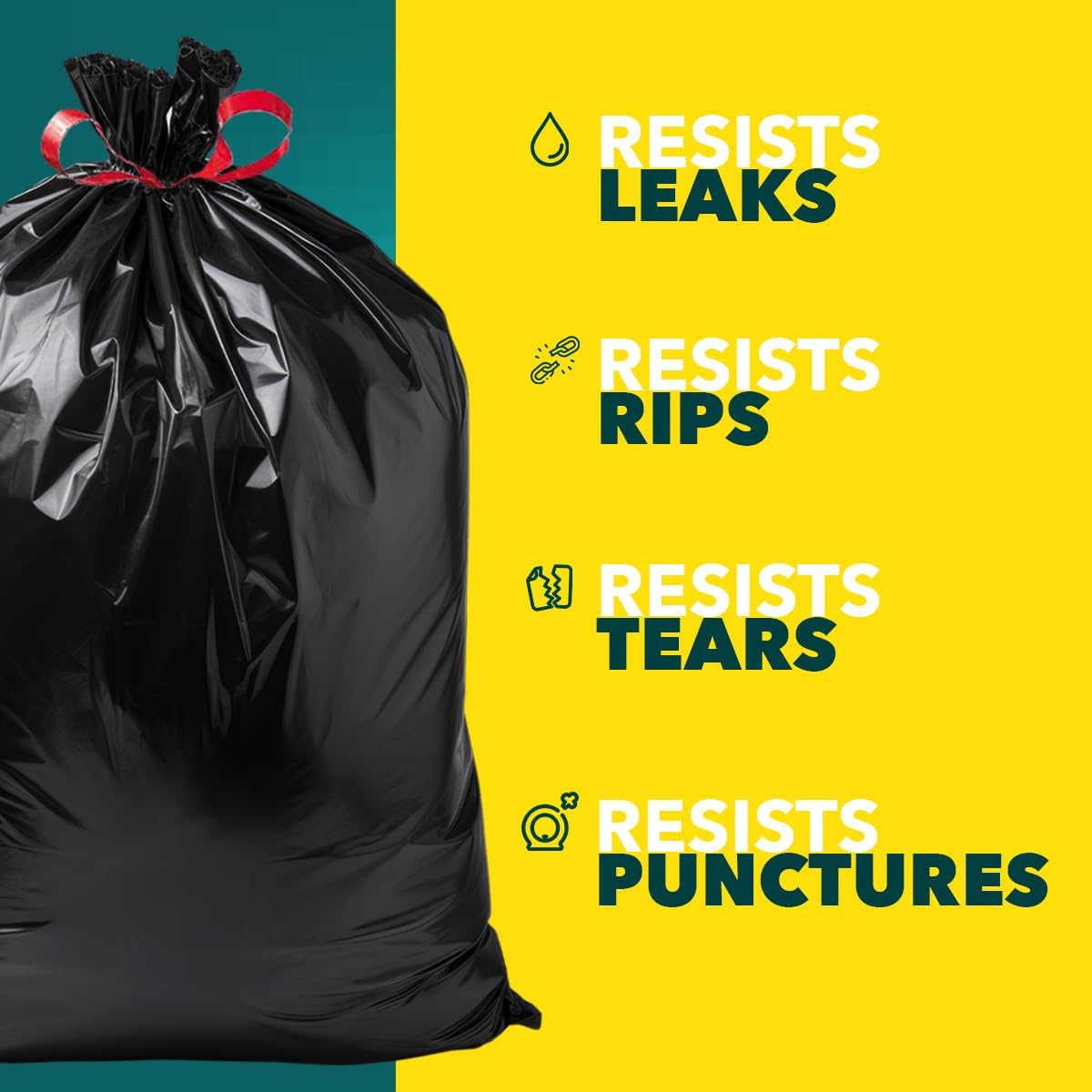 Plastico Extra Tall Kitchen Trash Bags - 18 Gallon, Black, 36 Garbage Bags, Extra Strong, Easy
