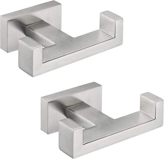 Angle Simple Bathroom Double Hook 2 PCS, SUS304 Stainless Steel Hand Towel Holder, Bath Towel