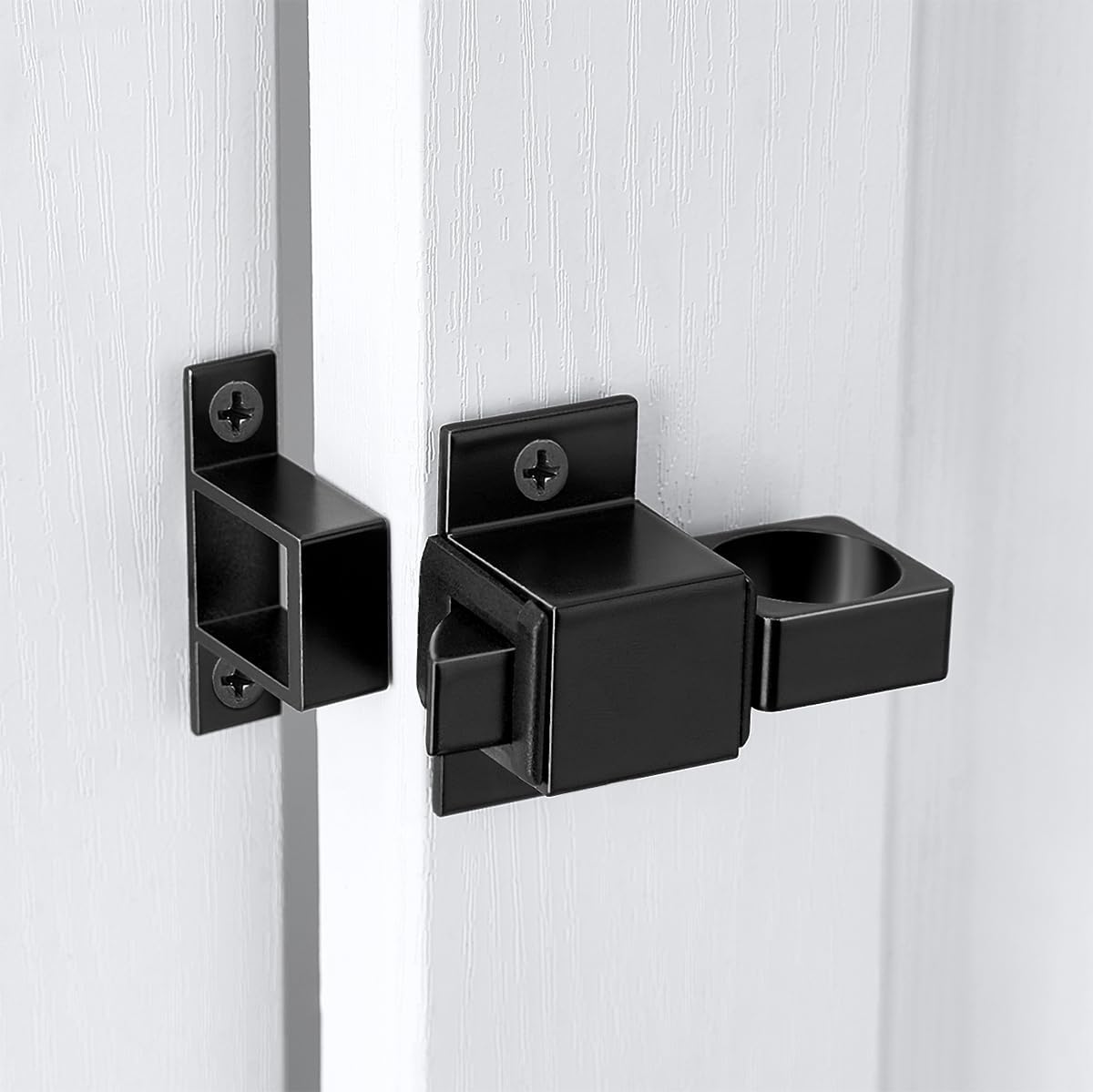 2 Packs Self-Closing Latches, Black Spring Door Lock, Aluminum Alloy Automatic Gate Latch with