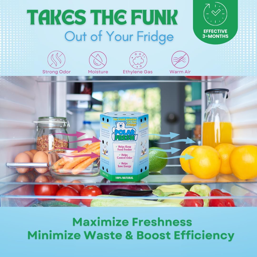 All-in-1 Refrigerator Deodorizer & Produce Saver by Polar Fresh – Fridge Odor Eliminator, Ethylene