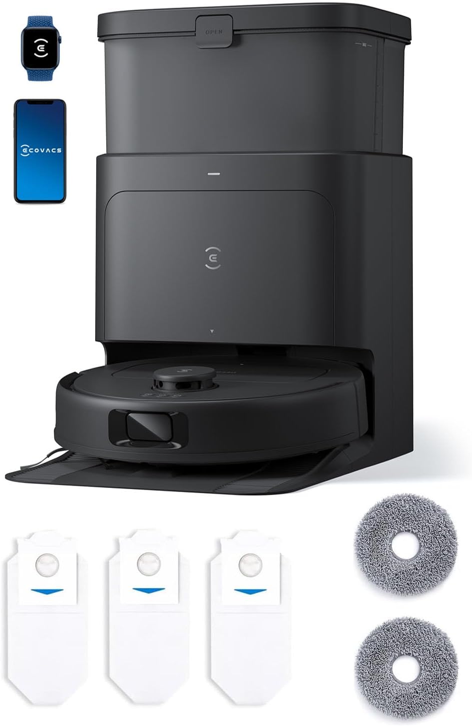 ECOVACS DEEBOT N30 Omni Care Robot Vacuum and Mop, 10000Pa Suction, TruEdge Adaptive Edge Mopping