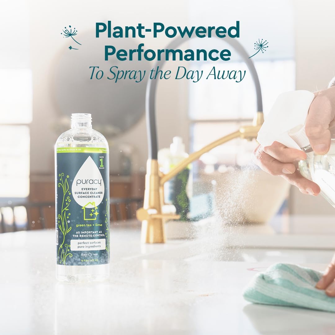 Puracy 99.9% Natural All Purpose Cleaner Concentrate - Makes 128oz Multi Purpose Cleaner - Green