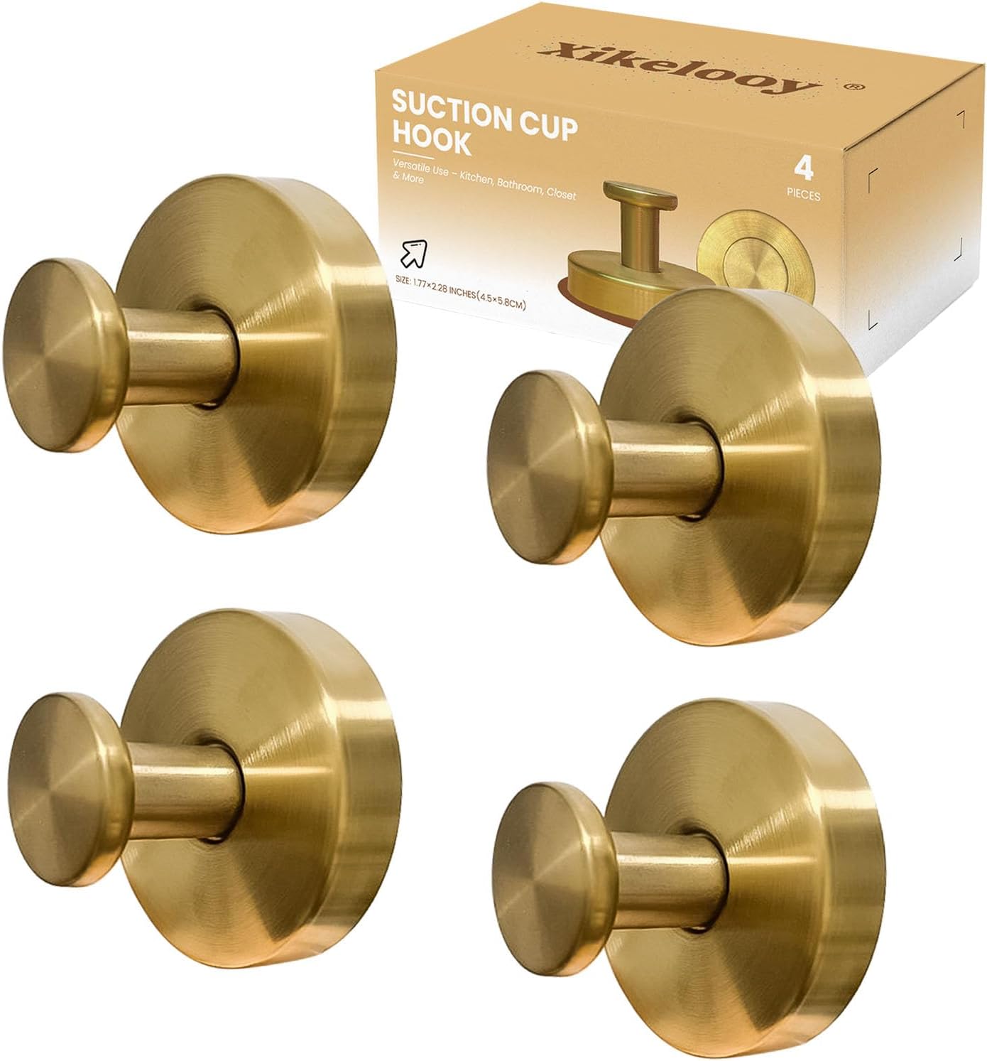 4 Pcs Suction Cup Hooks for Shower，Removable Hooks，Towel Hook，Suction Hook for Bathroom, Bedroom