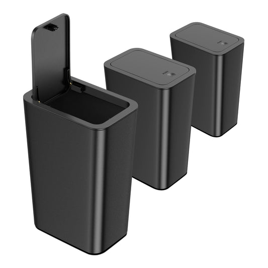 N. NETDOT 3 Pack 10 Liter Small Trash Can with lid, 2.6 Gallon,Garbage Can Slim Trash Bin Waste