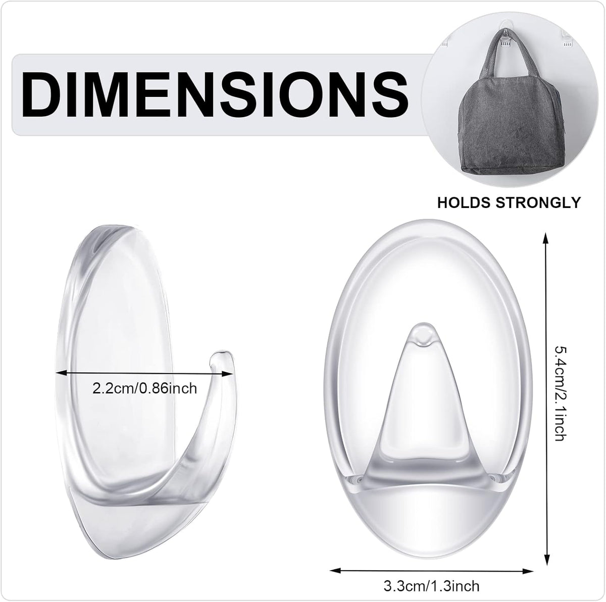 Blulu 12 Pcs Clear Adhesive Hooks for Hanging Wall Hooks Heavy Duty 22 lb Max No Damage Waterproof