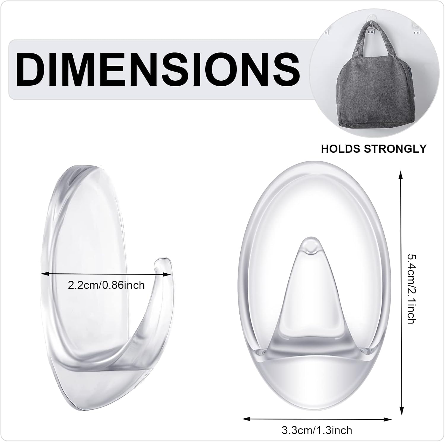 Blulu 12 Pcs Clear Adhesive Hooks for Hanging Wall Hooks Heavy Duty 22 lb Max No Damage Waterproof