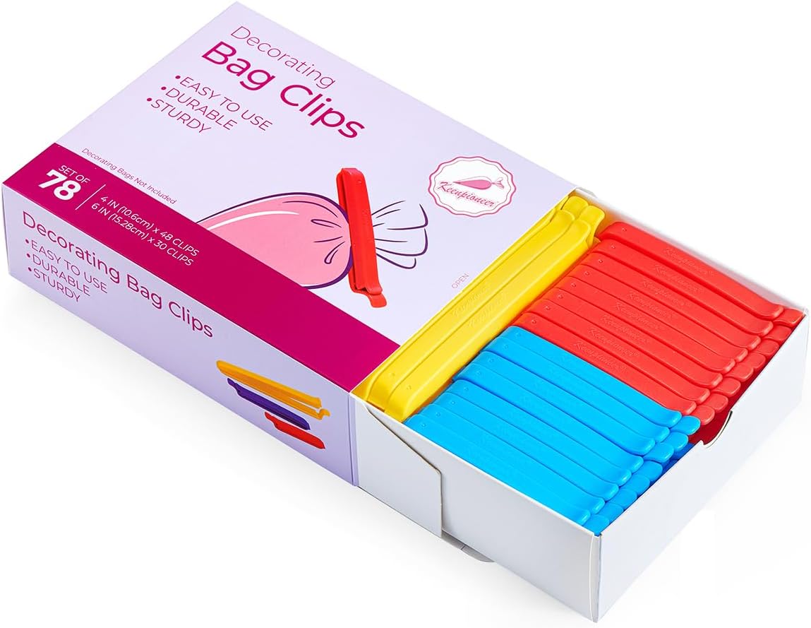 Keenpioneer Decorating/Icing Bag Sealing Clips, 78 Pack, Multipurpose for Food and Snack Storage