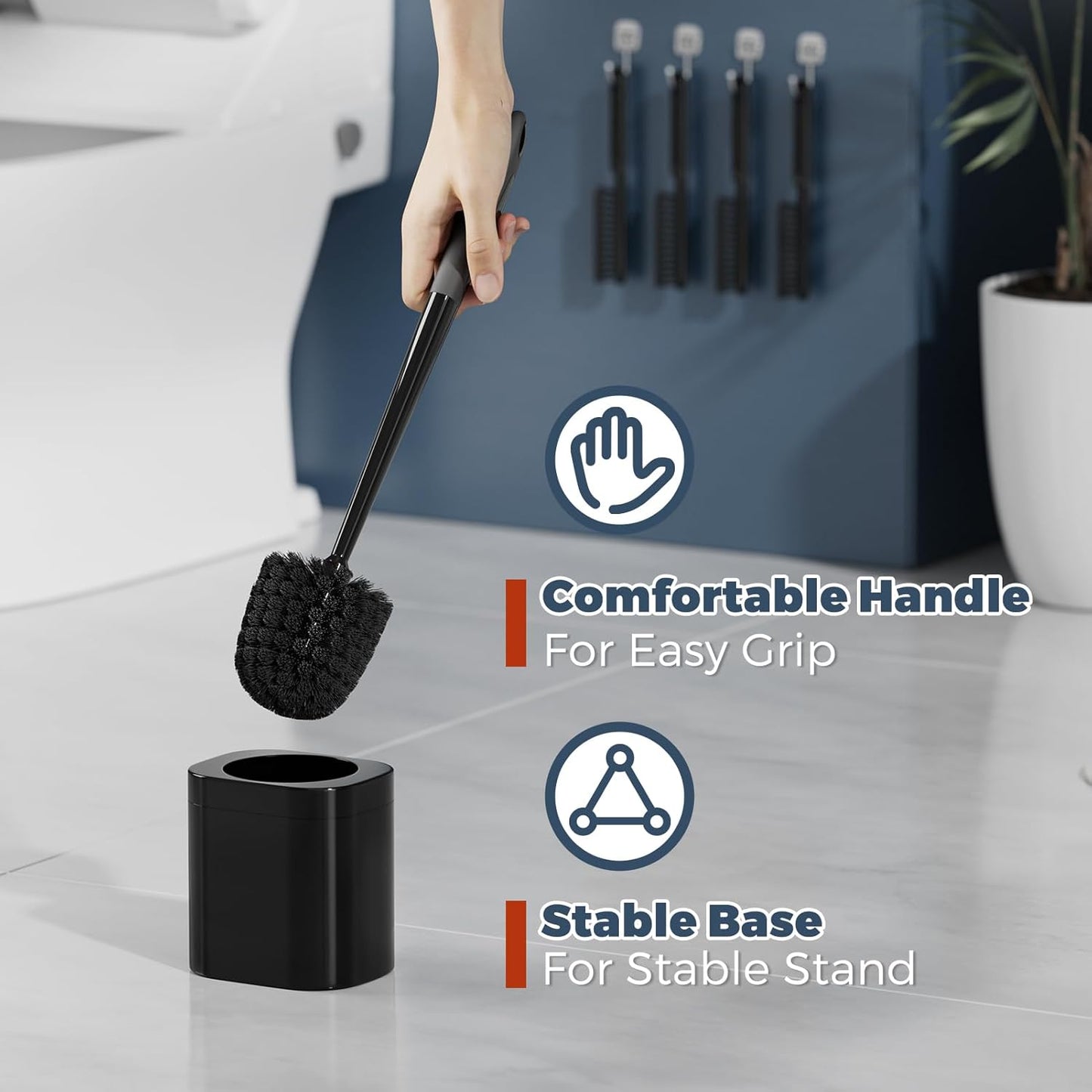 Toilet Brush, 4 Pack Toilet Brush and Holder Set Bathroom Accessories, Toilet Bowl Brush and Holder