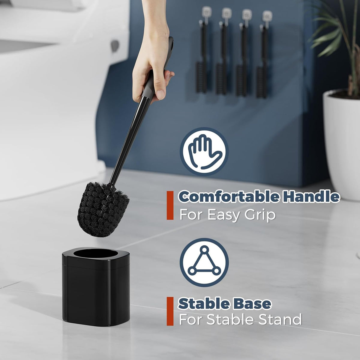 Toilet Brush, 4 Pack Toilet Brush and Holder Set Bathroom Accessories, Toilet Bowl Brush and Holder