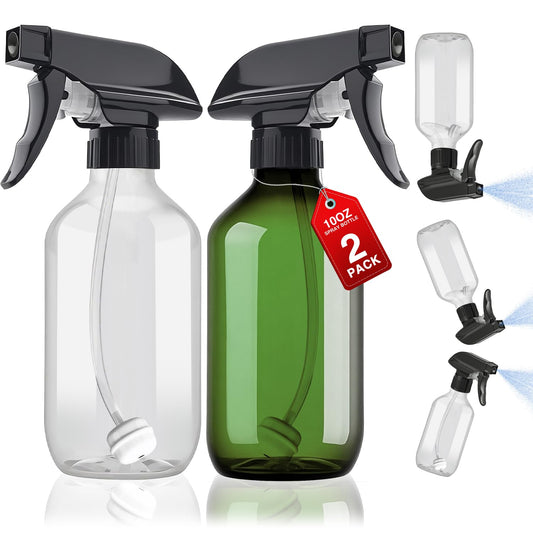 2 Packs Plastic Spray Bottles 360° Water Spray Bottle for Cleaning - 10 oz/300 ml Upside Down Spray