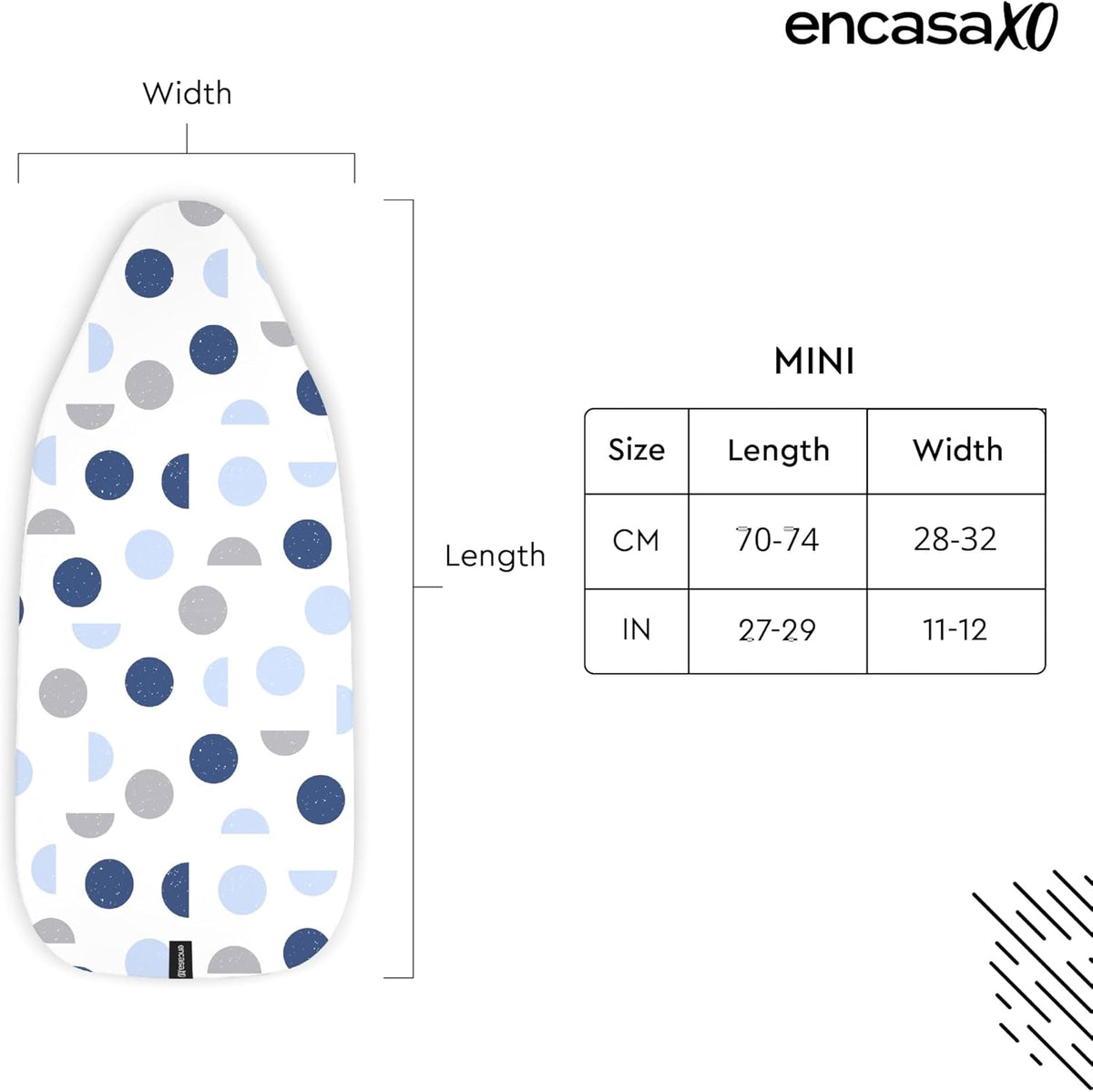 Encasa XO Ironing Board Cover and Pad 28"x12" - Thick 3mm Felt Padding, Drawstring Tightening &