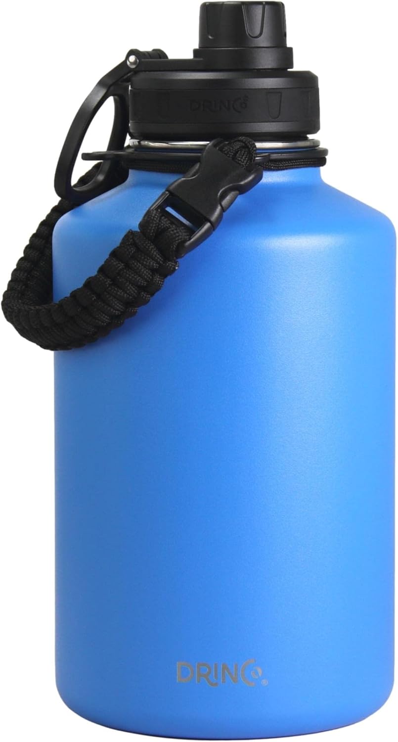Drinco Stainless Steel Water Bottle Spout Lid Vacuum Insulated Double Wall Water Bottle Wide Mouth