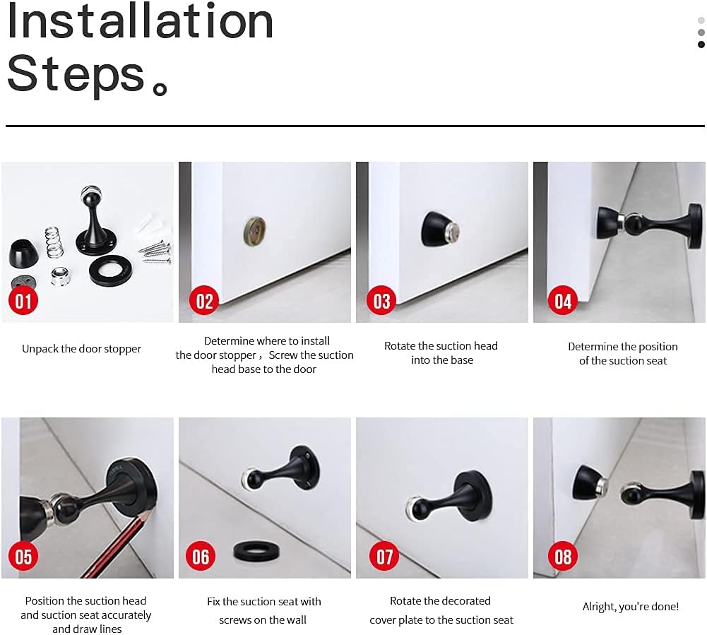 YAGU Silver Door Stopper 6 Pack Magnetic Door Stops Zinc Alloy Brushed Nickel Door Catch Door