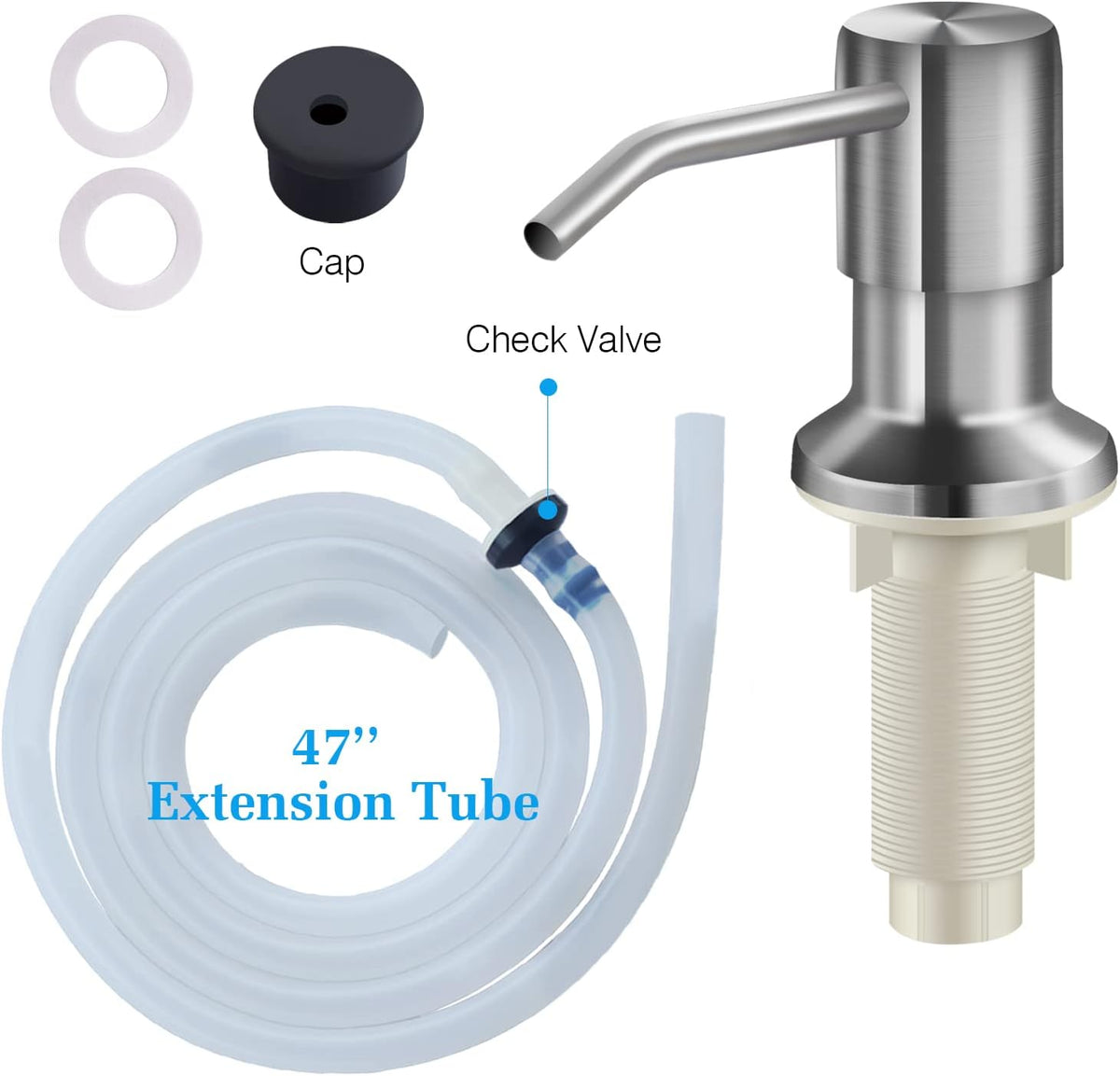 Soap Dispenser for Kitchen Sink and Extension Tube Kit, Stainless Steel SoapDispenser with 47
