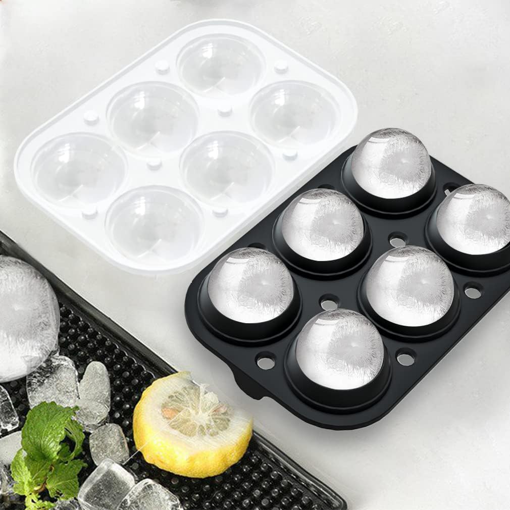ROTTAY Ice Cube Trays (Set of 2), Sphere Ice Ball Maker with Lid & Large Square Ice Cube Maker for