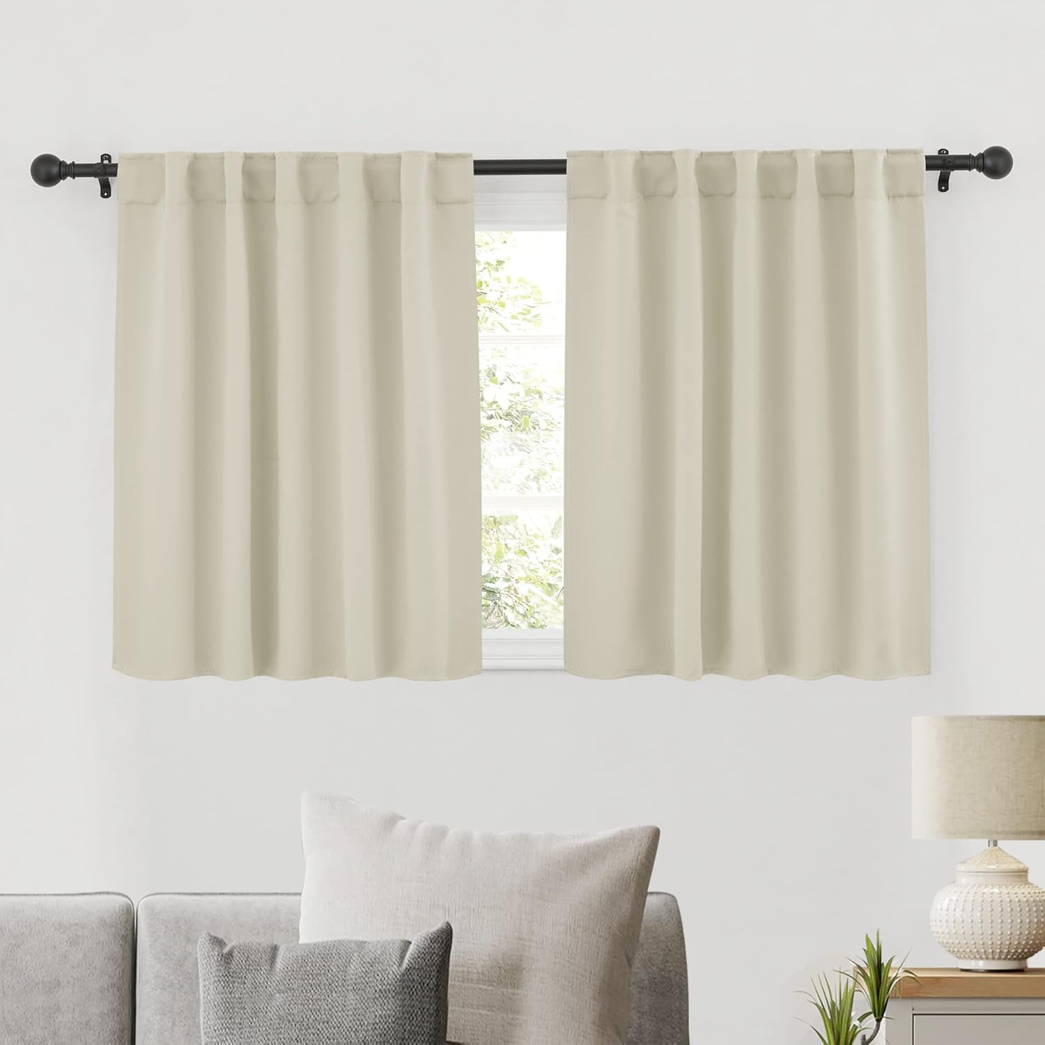 RYB HOME Bathroom Curtains Blackout - Thermal Insulating Privacy Small Window Curtains Short for