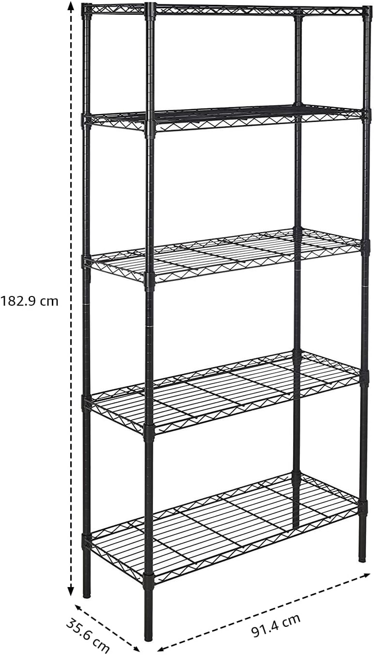 Amazon Basics 5-Shelf Adjustable Heavy Duty Steel Wire Rack Storage Shelving Organizer for Kitchen