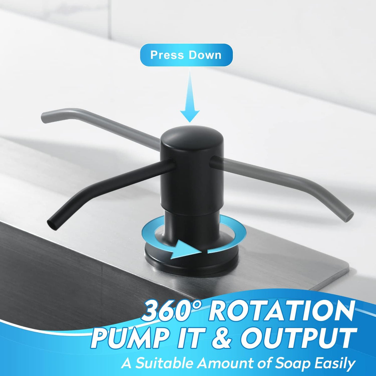 CREA Dish Soap Dispenser for Kitchen Sink,Built in Countertop Kitchen Soap Dispenser Set w./ 39"