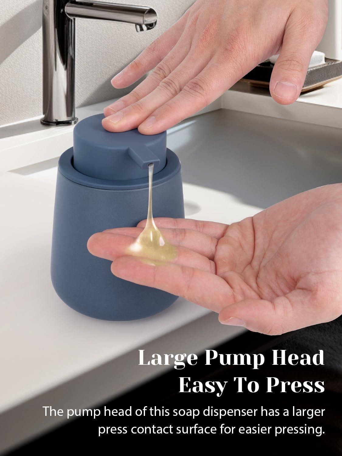 INGOFIN Ceramic Lotion Dispenser - 12oz Refillable Liquid Hand Soap Dispenser Bathroom, Modern Dish
