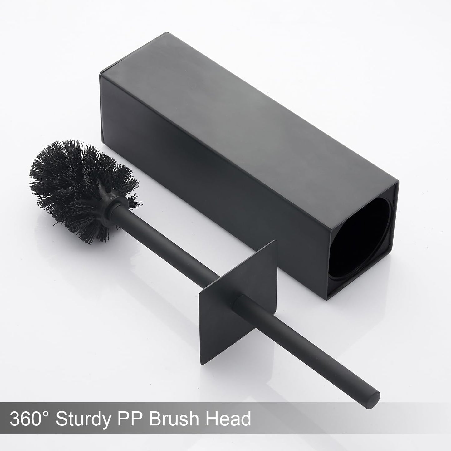 Matte Black Square Stainless Steel Toilet Brush with Holder, 304 Modern Toilet Brush Set – Rust