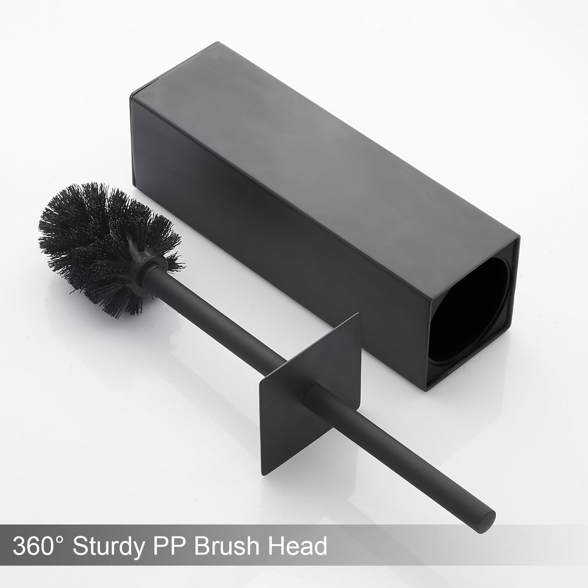 Matte Black Square Stainless Steel Toilet Brush with Holder, 304 Modern Toilet Brush Set – Rust