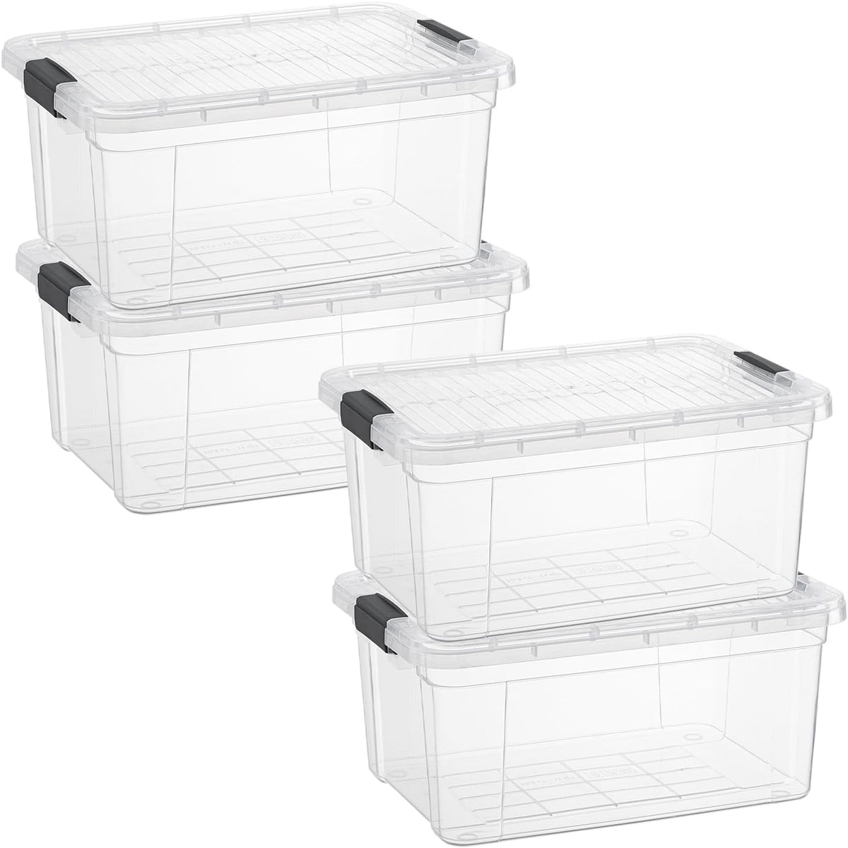 Superio Storage Bins with Lids - Clear Boxes for Organizing, Stackable Plastic Containers - BPA
