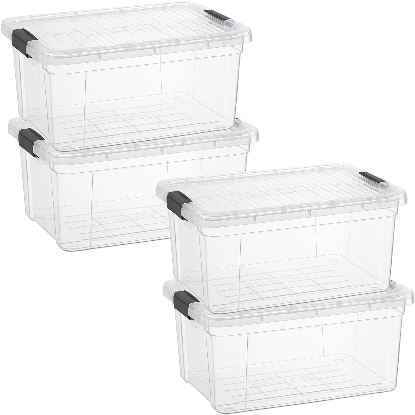 Superio Storage Bins with Lids - Clear Boxes for Organizing, Stackable Plastic Containers - BPA