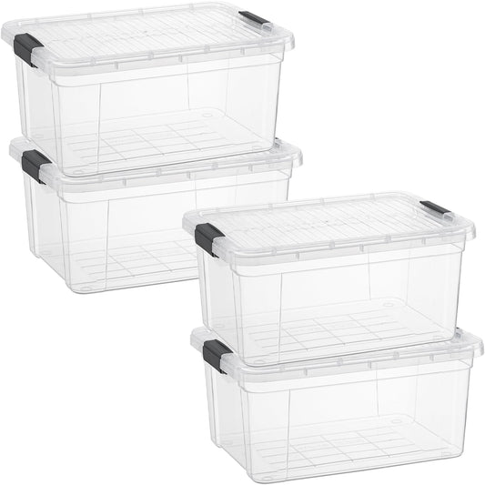 Superio Storage Bins with Lids - Clear Boxes for Organizing, Stackable Plastic Containers - BPA