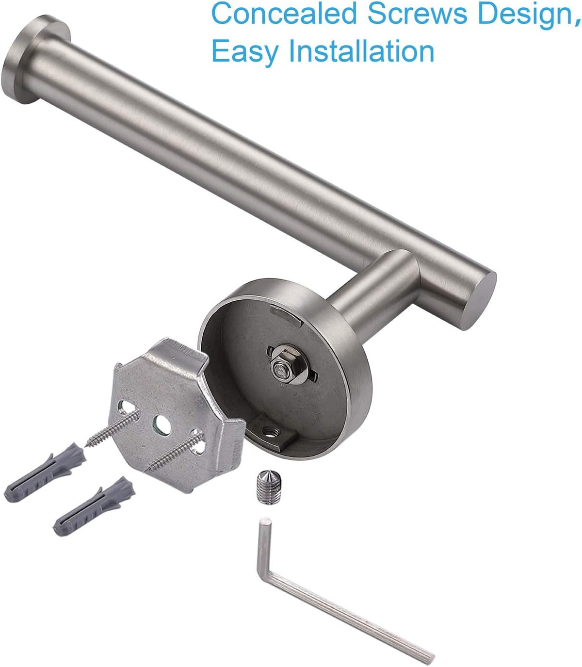 TASTOS Brushed Nickel Toilet Paper Holder SUS304 Stainless Steel, Modern Round Tissue Roll Holders