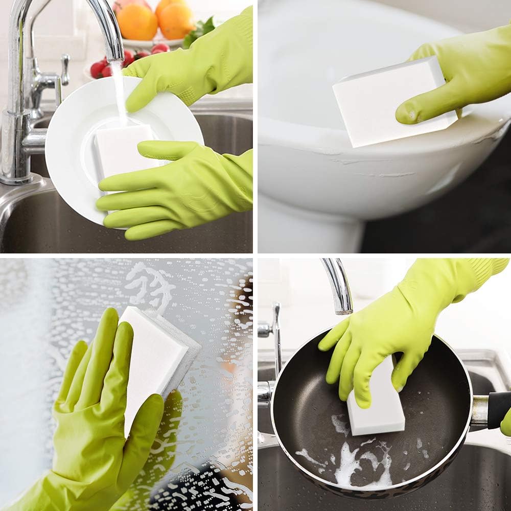 100 Pack Magic Sponge Eraser Extra Thick and Long Lasting Melamine Cleaning Sponges in Bulk - Multi
