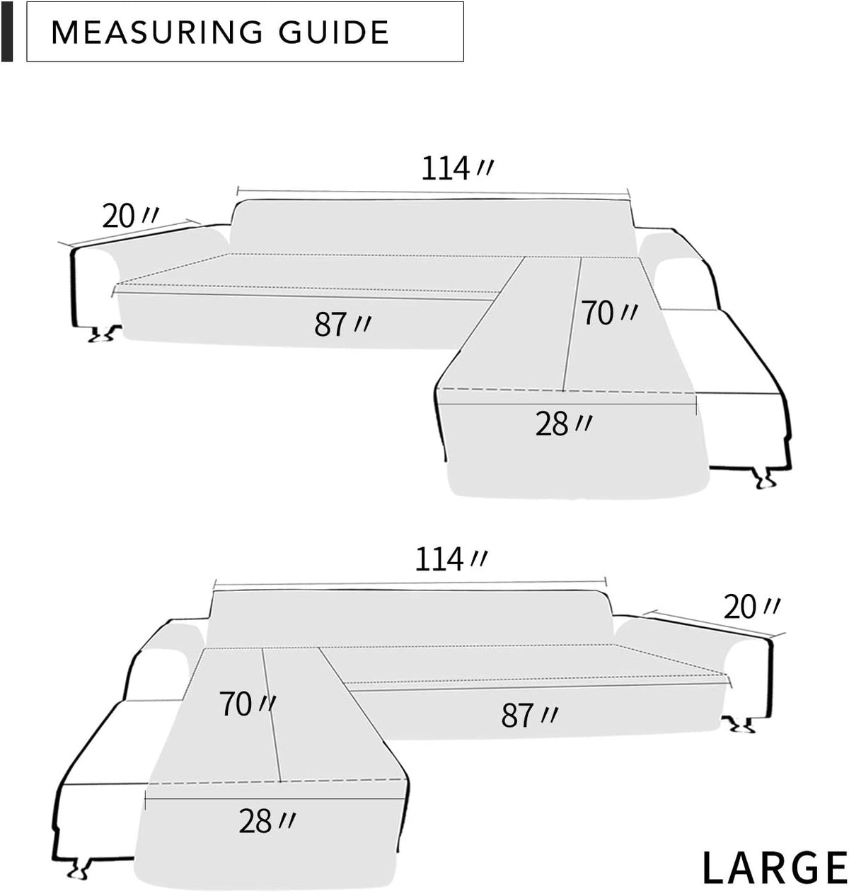 Easy-Going Sectional Couch Covers for Dogs L Shape Sofa Cover Reversible Sofa Slipcover Chaise