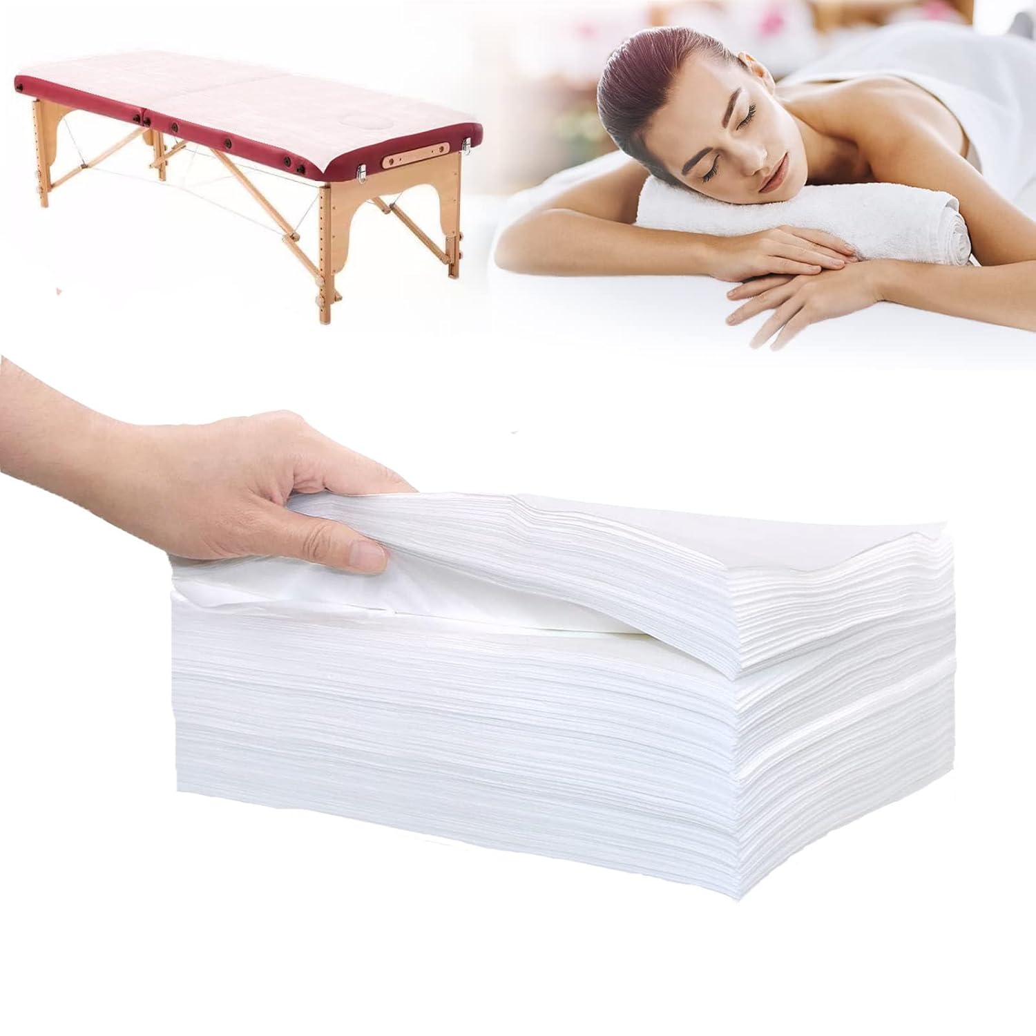 50Pcs Disposable Massage Table Sheets 31.5" x 71" Non-Woven Fabric Bed Covers for Ultimate Hygiene