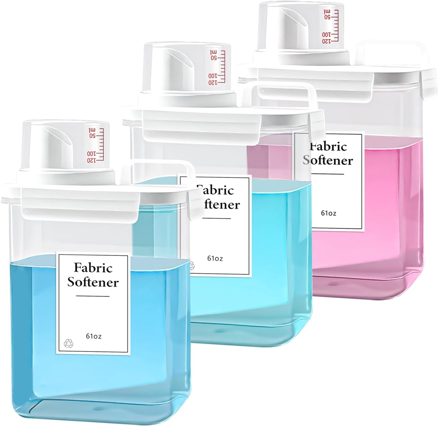 3 Pack Laundry Detergent Dispenser, 61oz Laundry Soap Dispenser, Refluxable Laundry Detergent