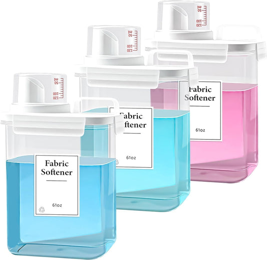 3 Pack Laundry Detergent Dispenser, 61oz Laundry Soap Dispenser, Refluxable Laundry Detergent