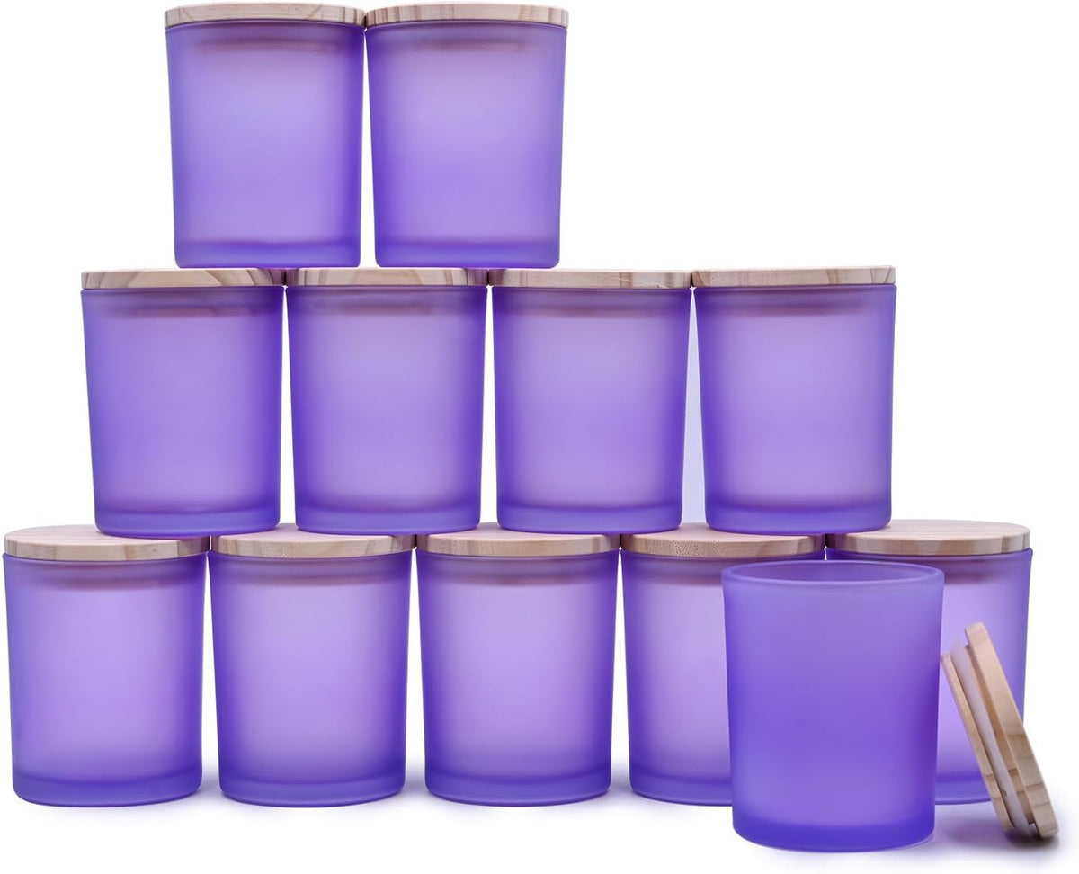 Thick Candle Jars for Making Candles 12 Pcs, 7 OZ Empty Jars with Wood Lids for Candle Making