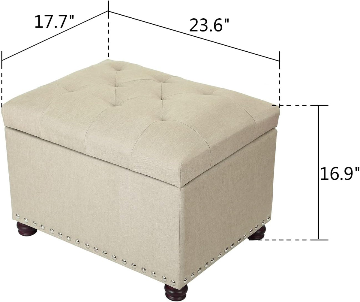 Joveco Storage Ottoman Bench Rectangular Fabric Organization Tufted Footrest for Living Room