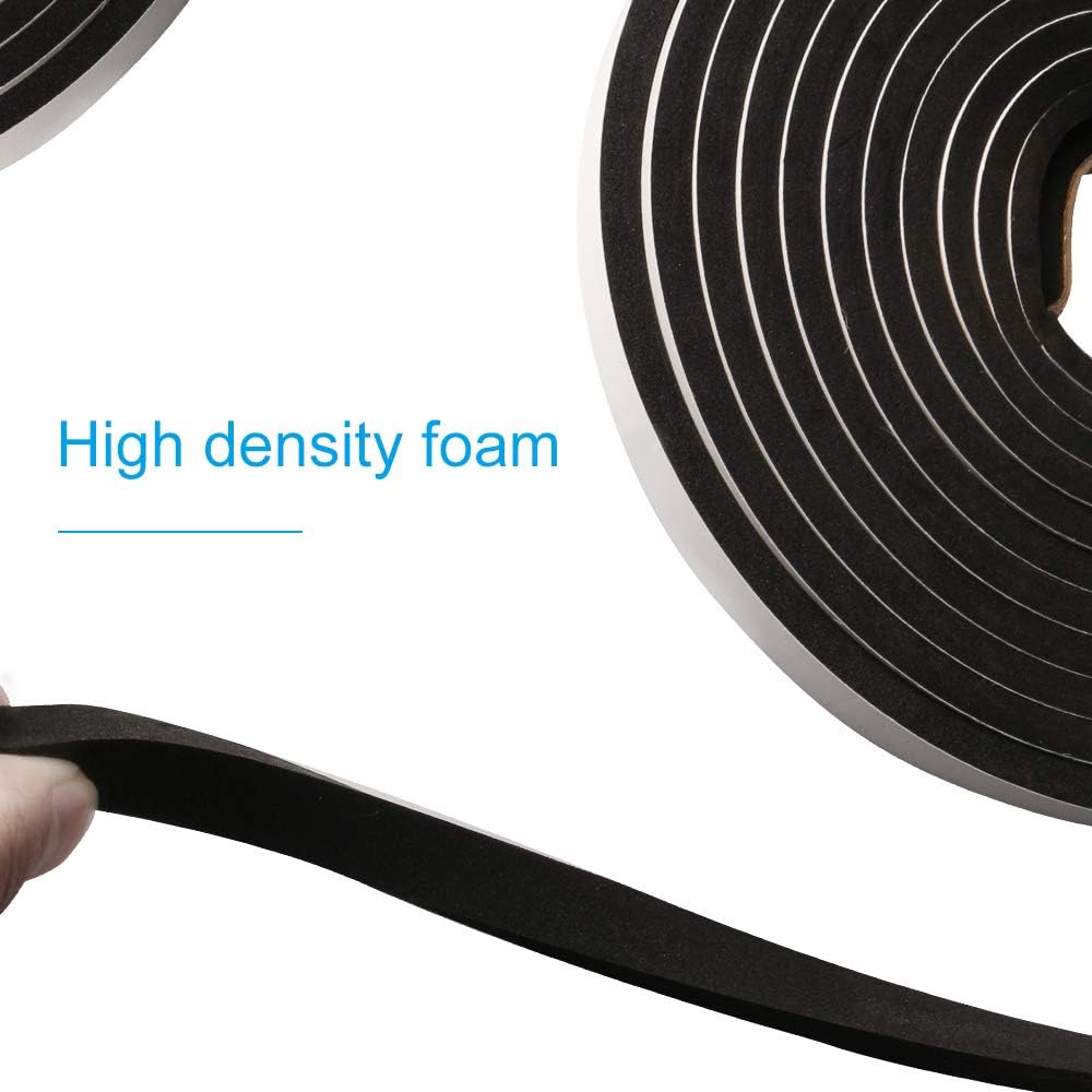 2 Rolls Foam Tape Weatheratrip for Door Window Insulation, Single Sided Foam Strips Adhesive, High