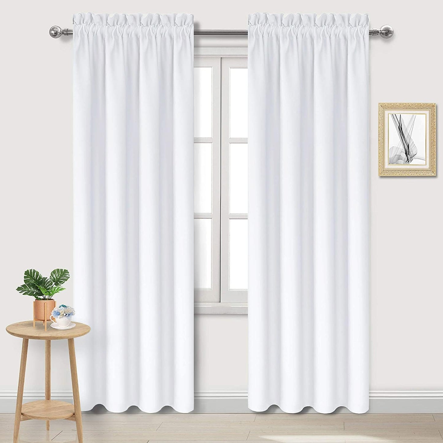 DWCN White Curtains for Living Room Thermal Insulated, 50% Light Blocking Curtains for Bedroom