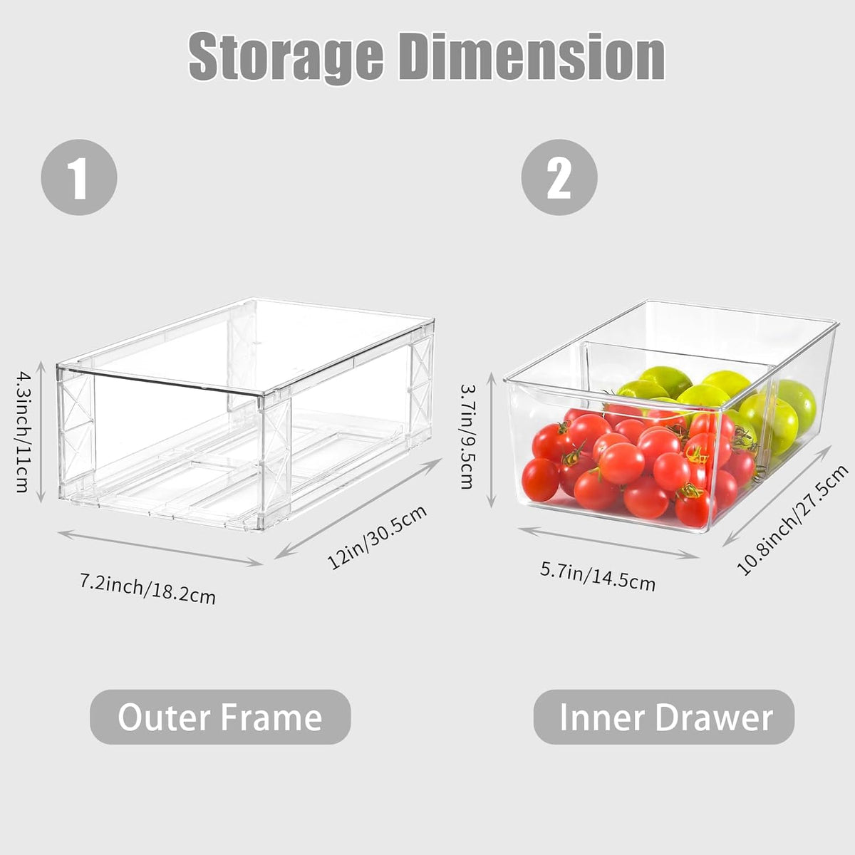 6Pack Pantry Organizers and Storage,Clear Stackable Kitchen Storage Organizer,Foods Organizer Bins
