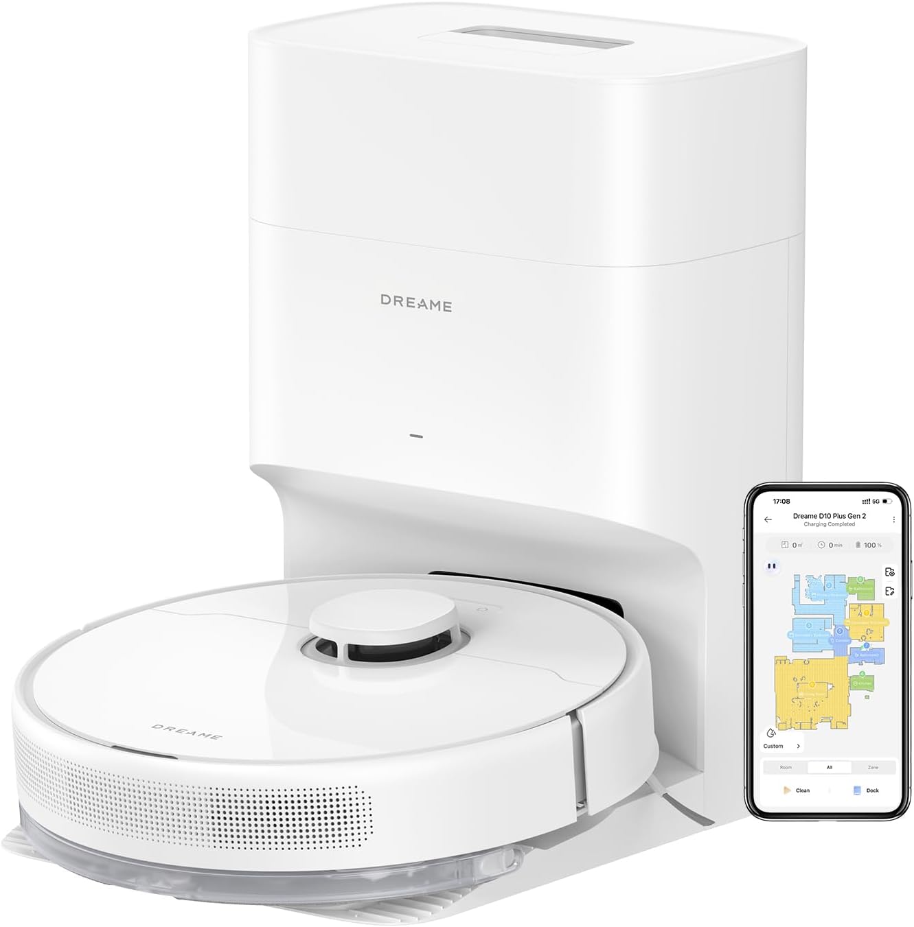 DREAME D10 Plus Gen 2 Robot Vacuum and Mop with Self Emptying Base for 90 Days of Cleaning, 6000 Pa