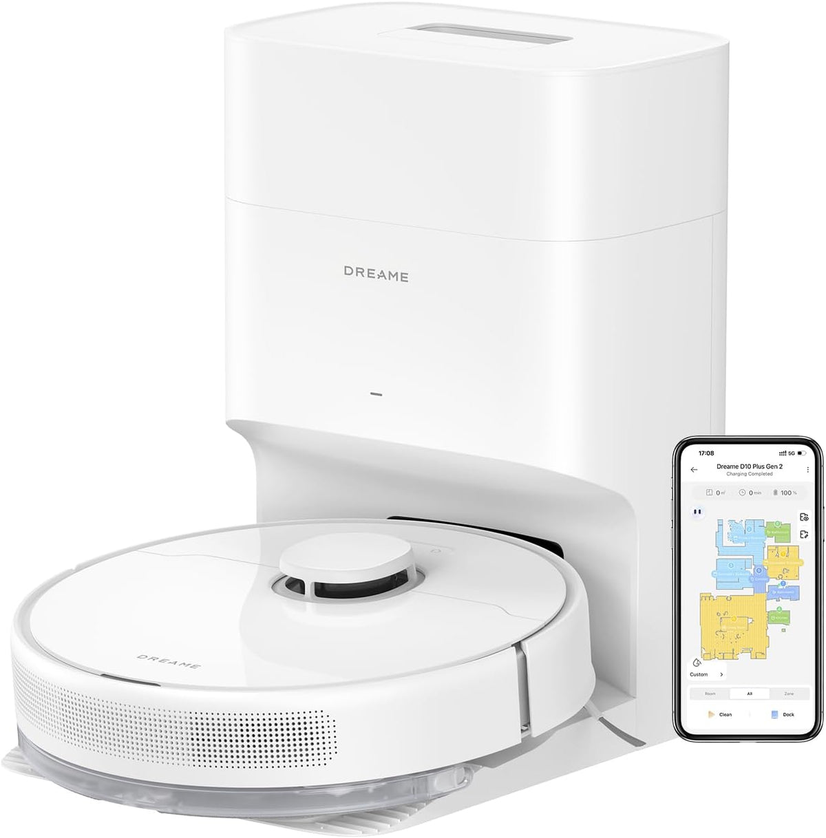 DREAME D10 Plus Gen 2 Robot Vacuum and Mop with Self Emptying Base for 90 Days of Cleaning, 6000 Pa