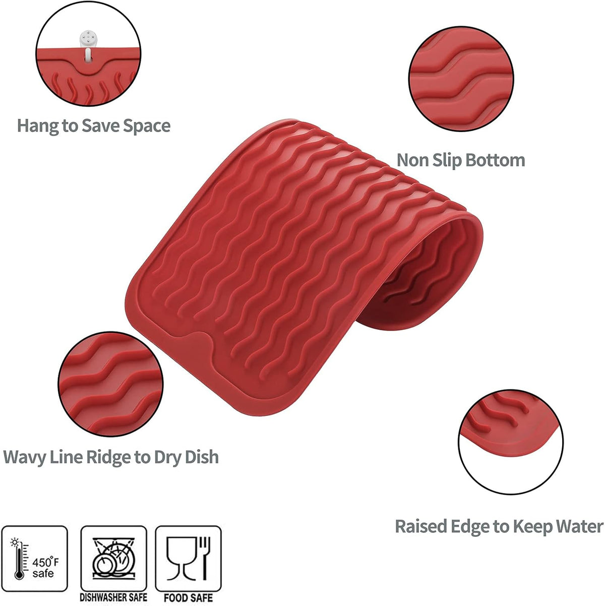 Silicone Dish Drying Mat for Multiple Usage,Easy clean,Eco-friendly,Heat-resistant Silicone Mat for