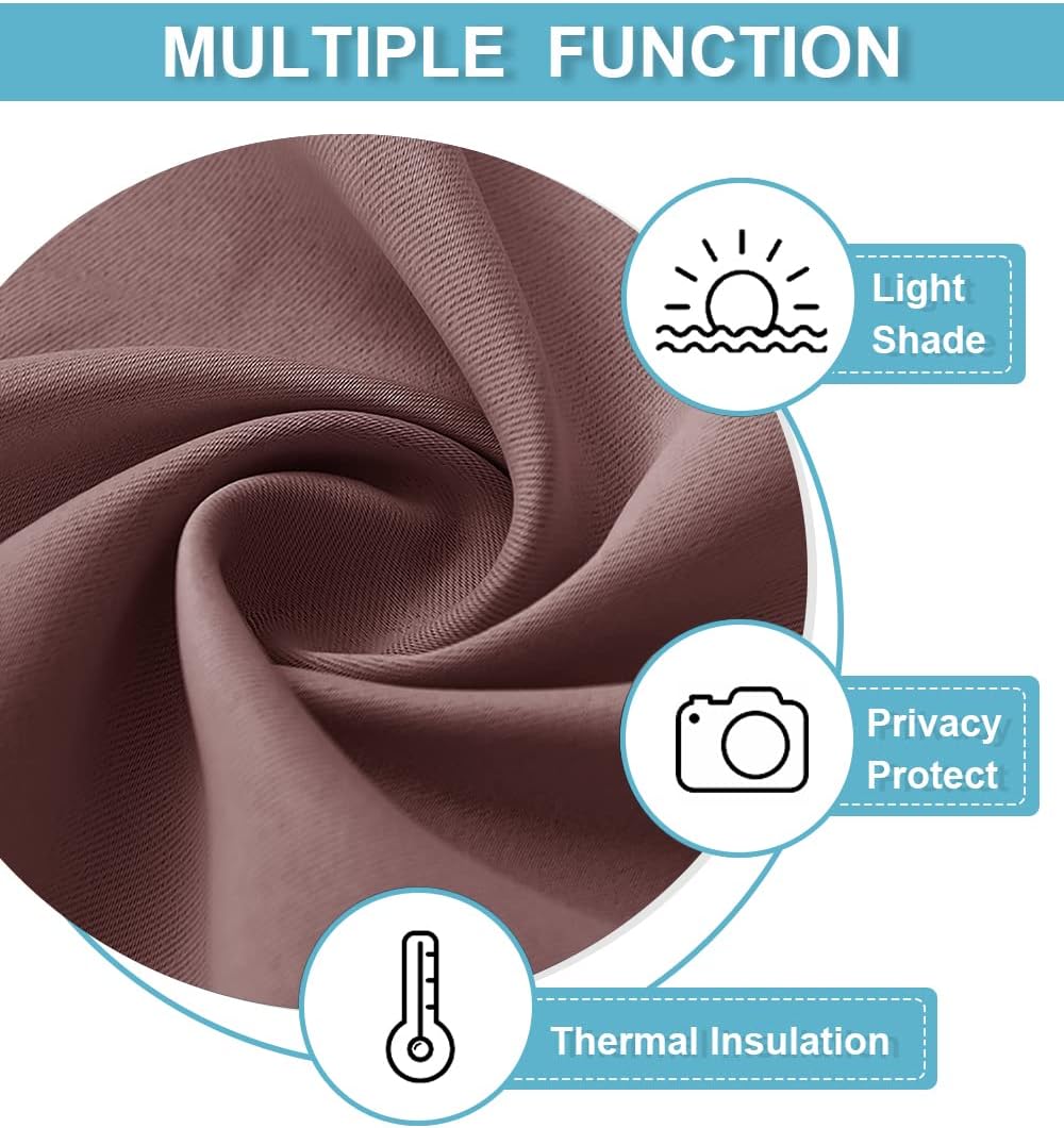 RYB HOME 45 inch Curtains for Living Room, Rod Pocket Thermal Insulated Small Window Drapes Room