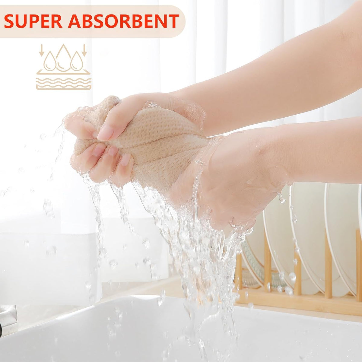 Homaxy 100% Cotton Waffle Weave Kitchen Dish Towels, Ultra Soft Absorbent Quick Drying Cleaning