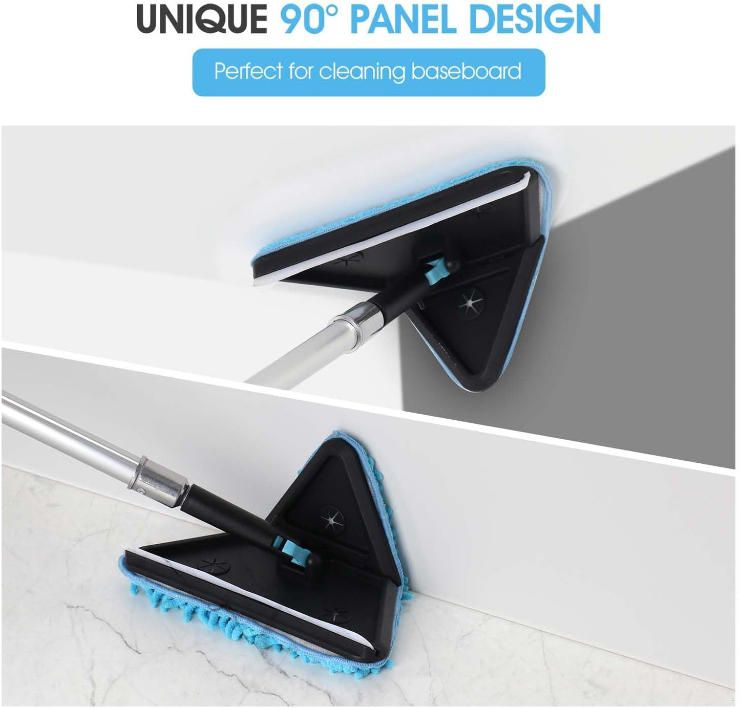25 Feet High Ceilings Baseboard Wall Cleaner Mop with 18 Ft Extension Pole, Cobweb Duster, Window