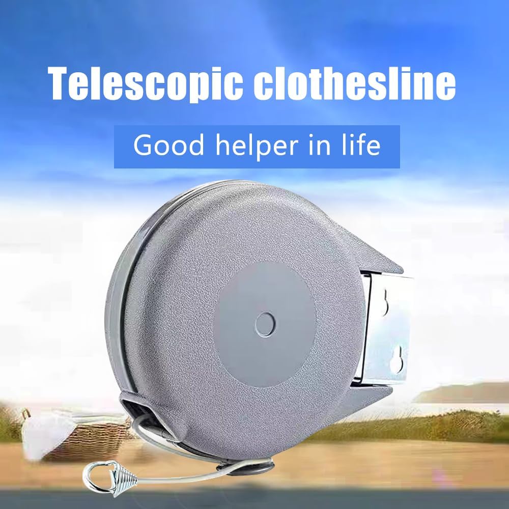 Retractable Clothesline Used to Outdoor，49 feet (15 Meters) PVC Line Retracting，Including 12 pcs