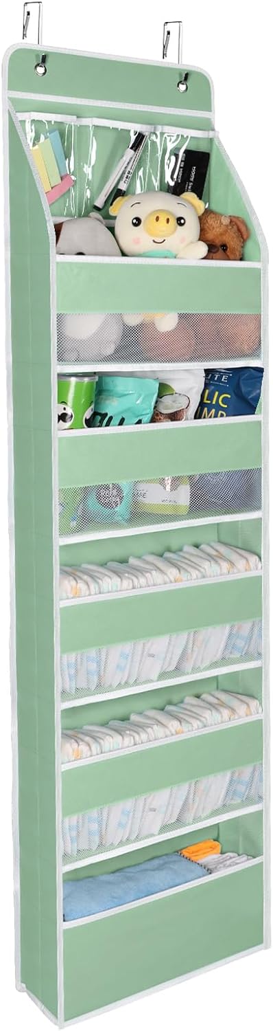 Univivi 6-Shelf Over Door Hanging Organizer Fabric Baby Door Storage with 5 Large Pockets and 3