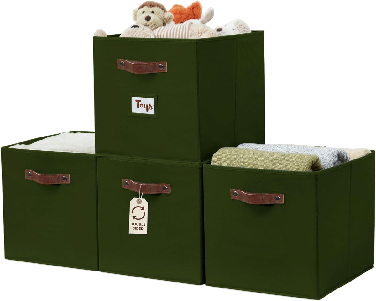 DECOMOMO Storage Baskets, 13x15x13 Storage Cube Bins with Labels for Organizing Shelves Kallax