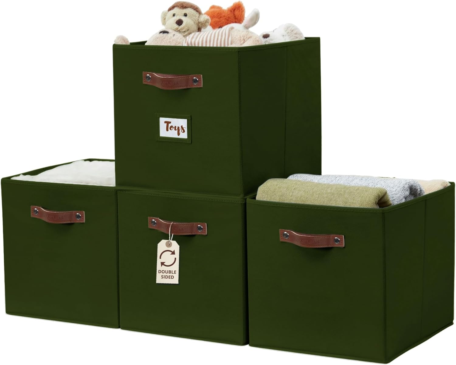 DECOMOMO Storage Baskets, 13x15x13 Storage Cube Bins with Labels for Organizing Shelves Kallax