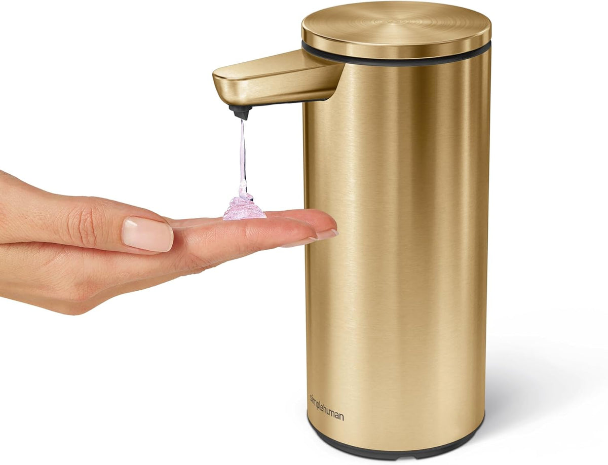 simplehuman 9 oz. Touch-Free Automatic Rechargeable Sensor Pump, Brass Stainless Steel, New